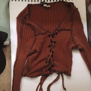 Burnt orange lace up top